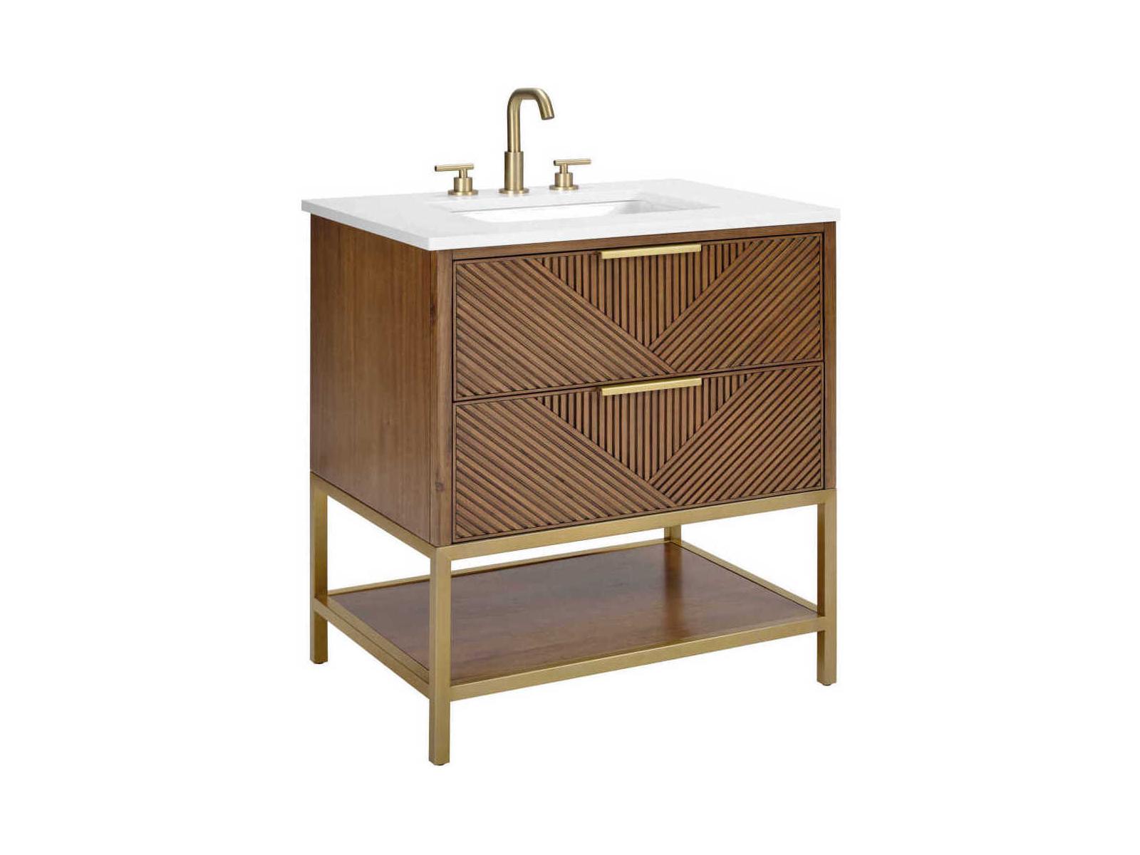 BEMMA Diamond 30" Walnut Satin Brass Vanity