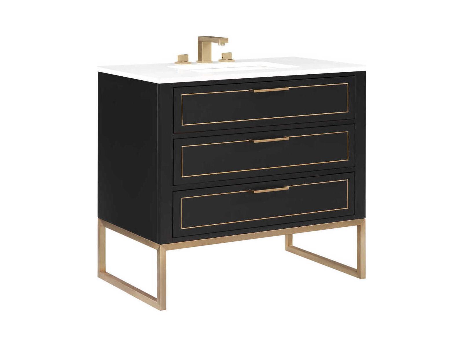 BEMMA Markham 36" Midnight Black Satin Brass Vanity