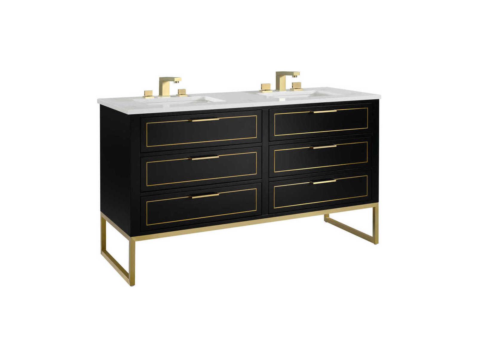 BEMMA Markham 60" Midnight Black Satin Brass Vanity