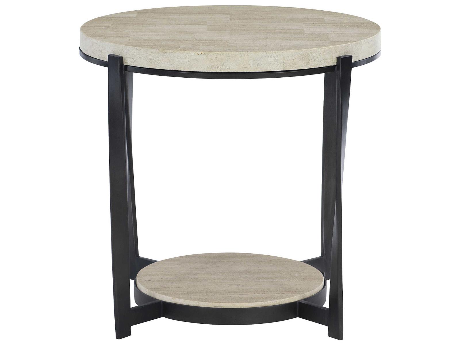Bernhardt Berkshire Round Stone Aged Pewter End Table