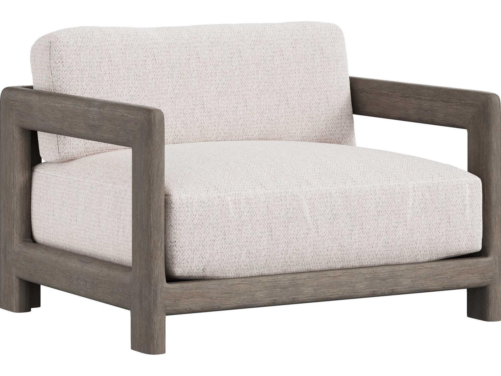 Bernhardt Exteriors Weathered Teak Montaigne 1/2 Outdoor Patio Lounge Chair with Cushion