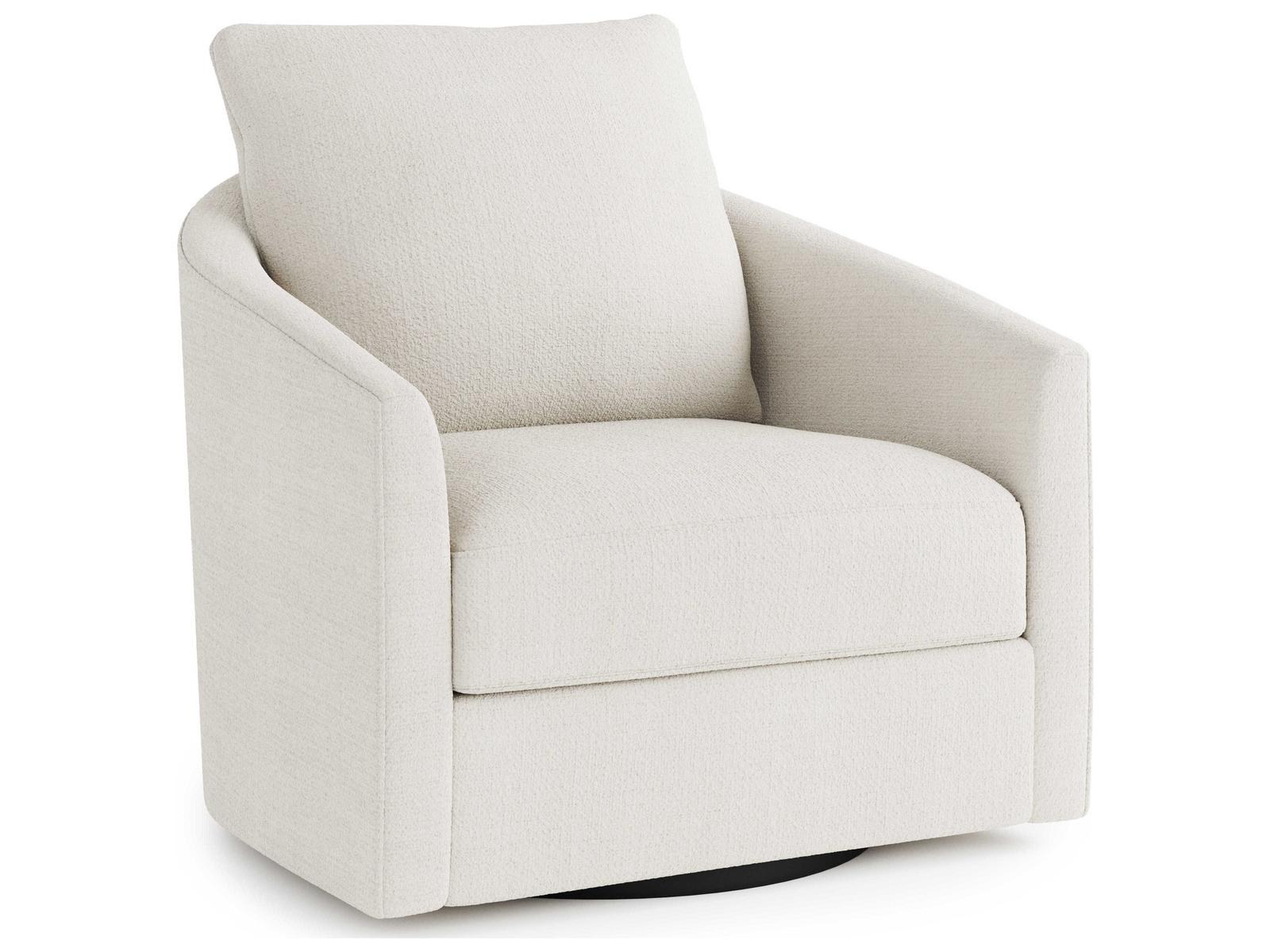 Bernhardt Astoria Swivel Accent Chair — White Fabric Upholstery Modern ...