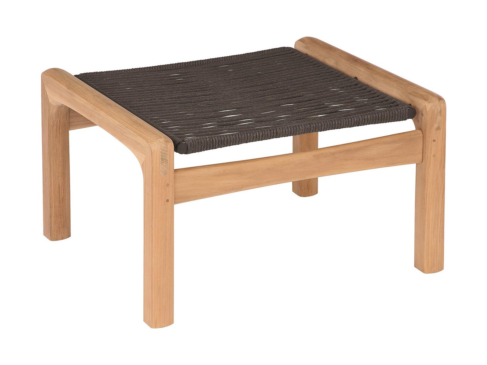 Barlow Tyrie Monterey Deep Seating Ottoman - Natural Teak Frame - Brown Braided Cord