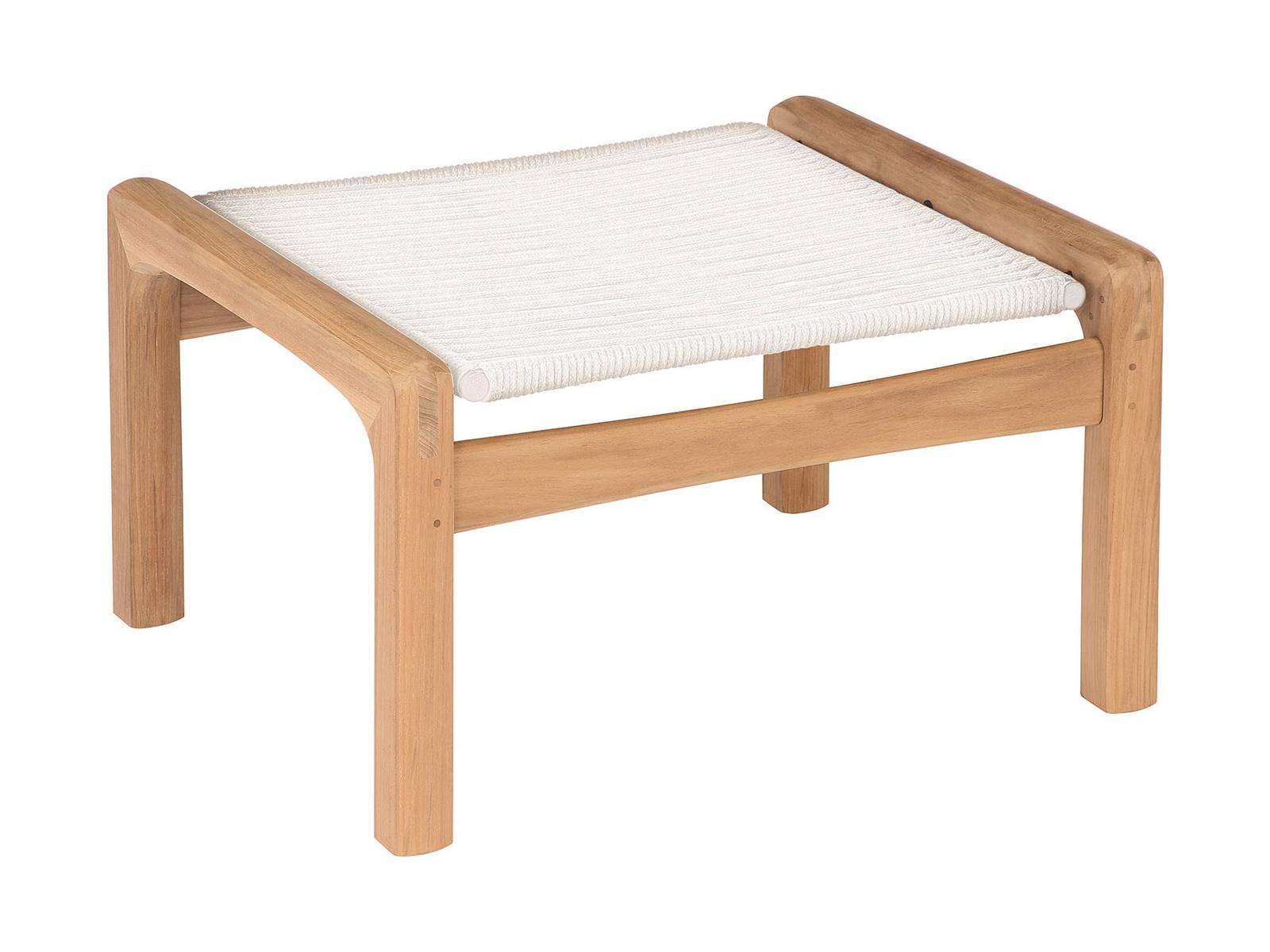 Barlow Tyrie Monterey Deep Seating Ottoman - Natural Teak Frame - Chalk Braided Cord