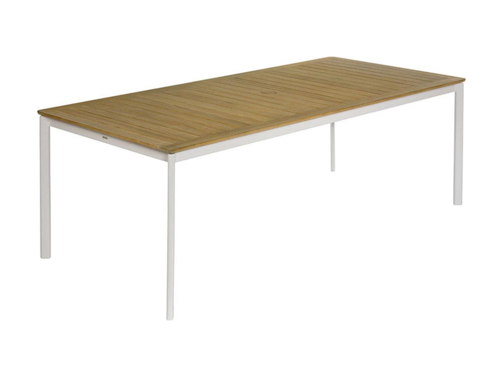 Barlow Tyrie Around Dining Table Arctic White Powder-Coated Aluminum Natural Teak 85" Wide