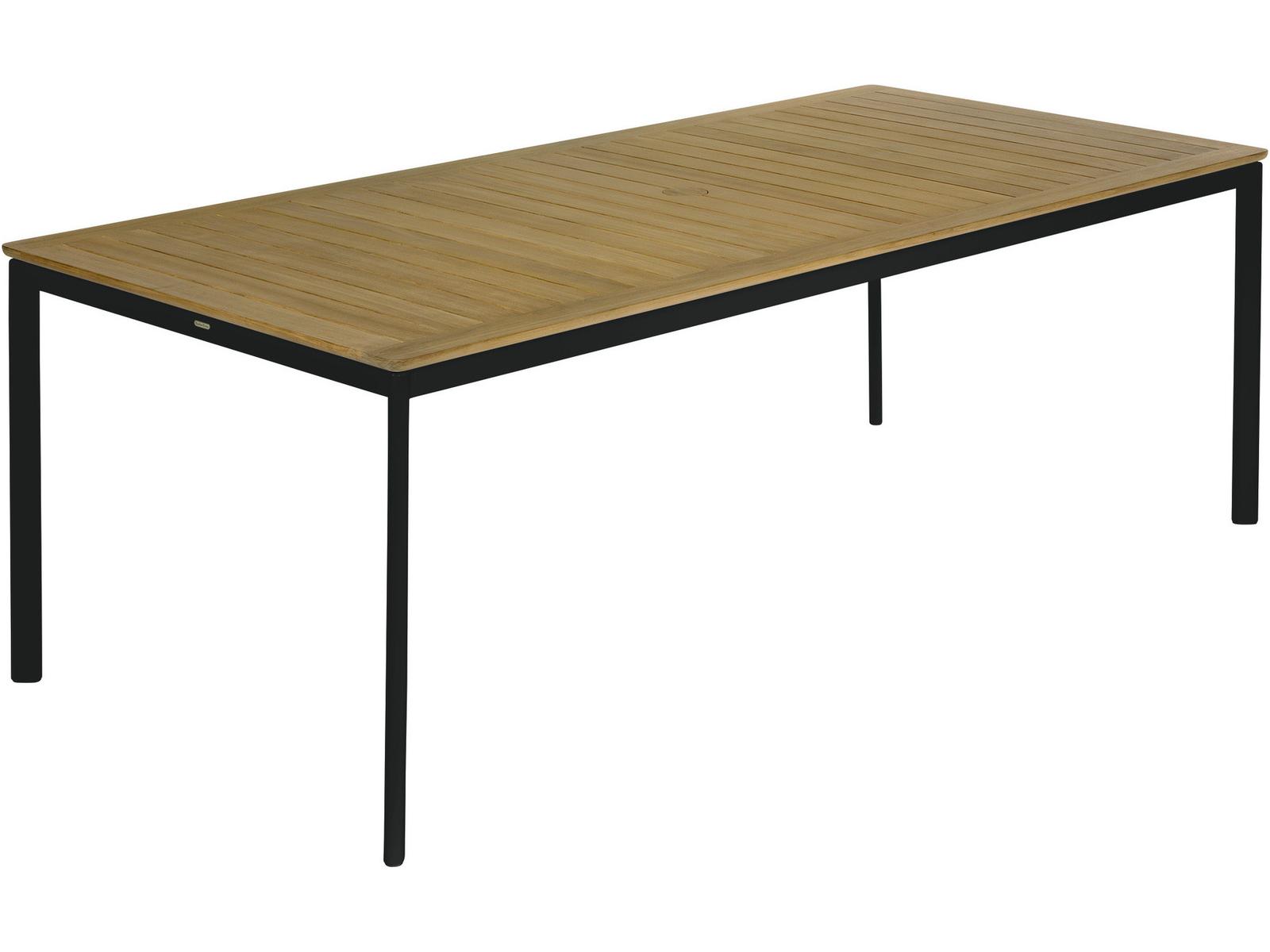 Barlow Tyrie Around Dining Table Forge Grey Powder-Coated Aluminum Natural Teak 85" Wide