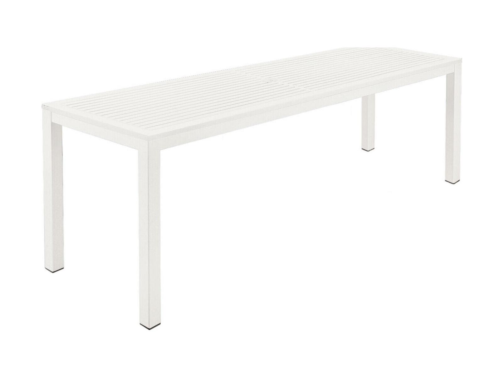 Barlow Tyrie Aura Narrow Dining Table Arctic White Powder-Coated Aluminum 79"W x 28"D x 29"H