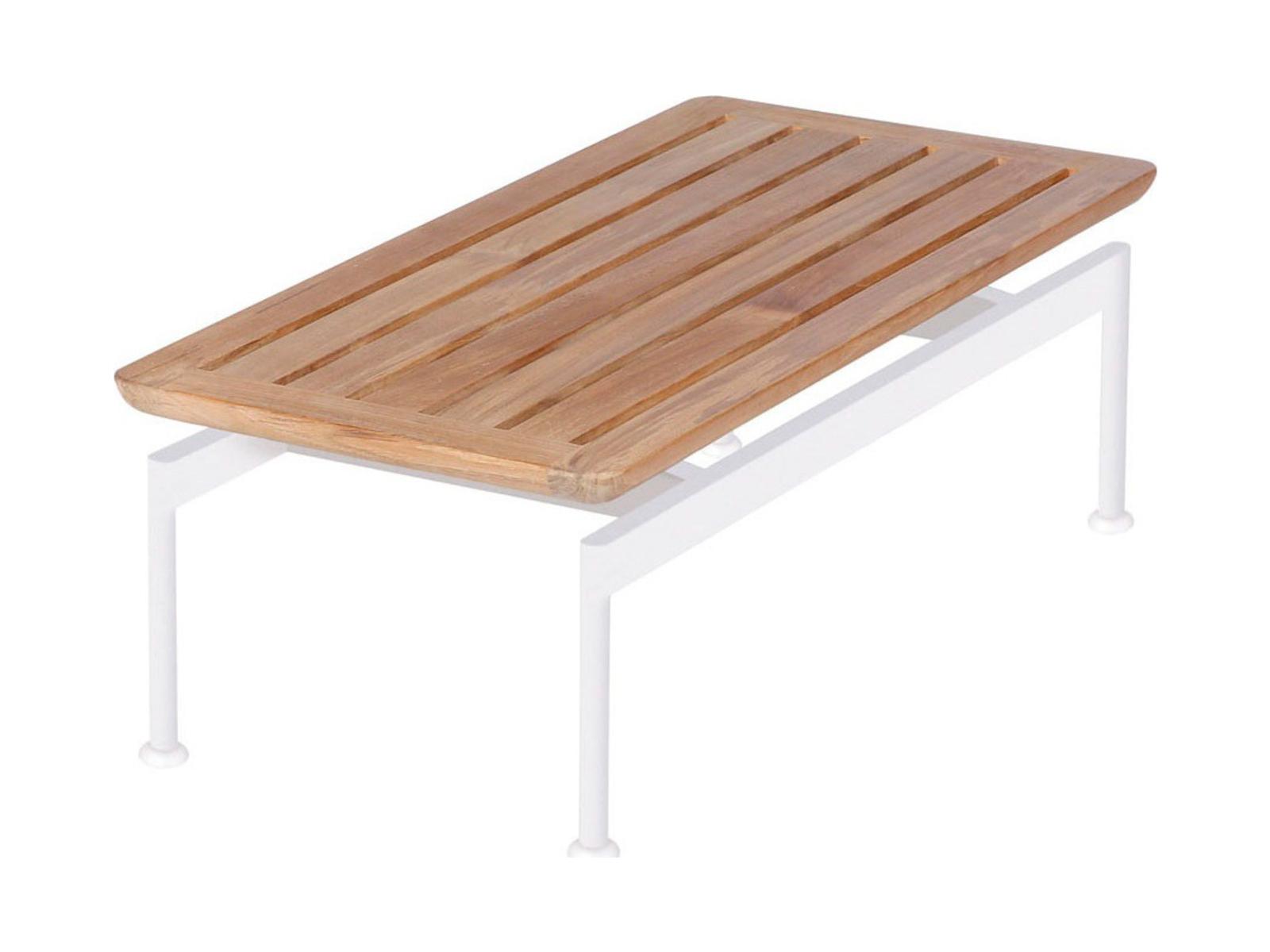 Barlow Tyrie Layout Narrow Coffee Table Arctic White Powder-Coated Stainless Steel Natural Teak 32"W x 16"D x 11"H