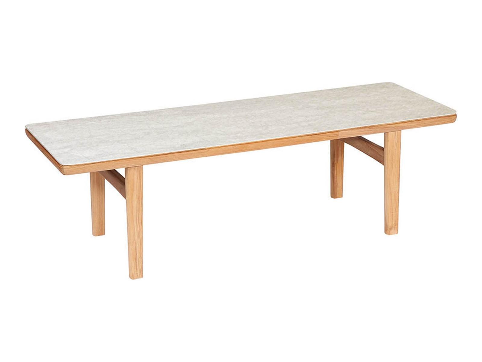 Barlow Tyrie Monterey Coffee Table - Natural Teak Frame - Frost Ceramic Top