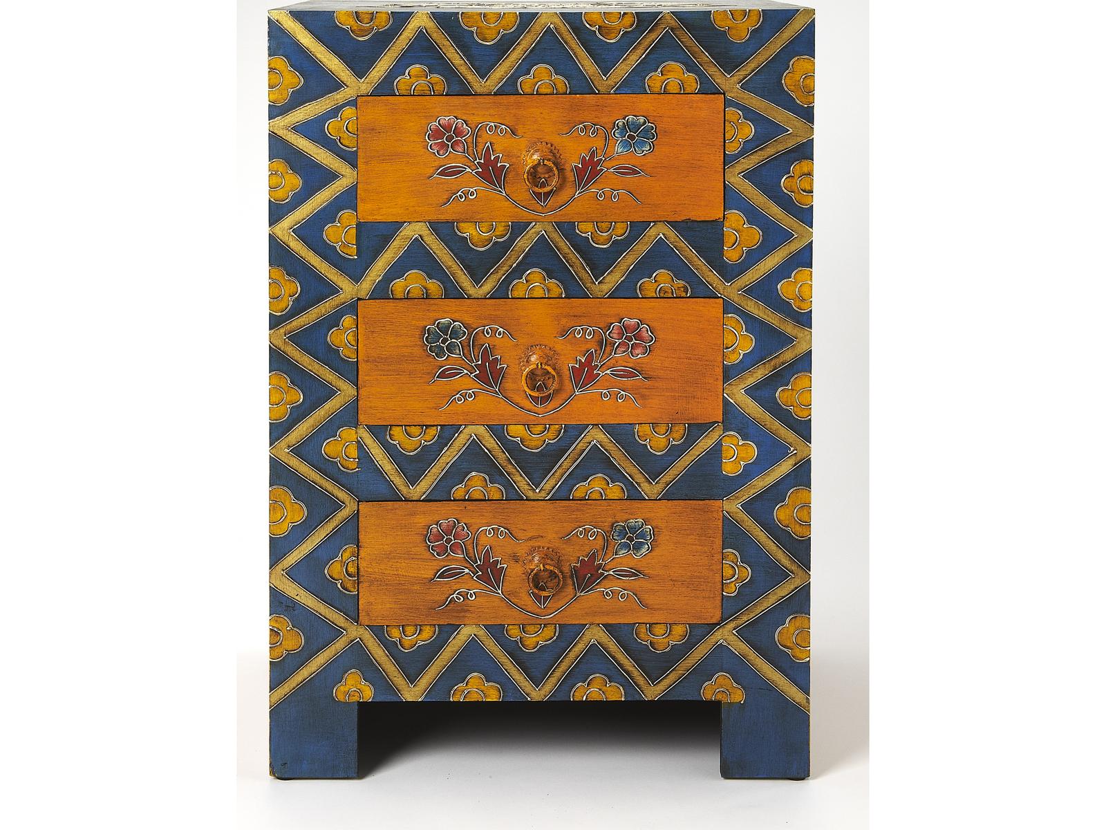 Butler Artifacts 3-Drawer Hand Painted Accent Chest — Mango Wood with ...
