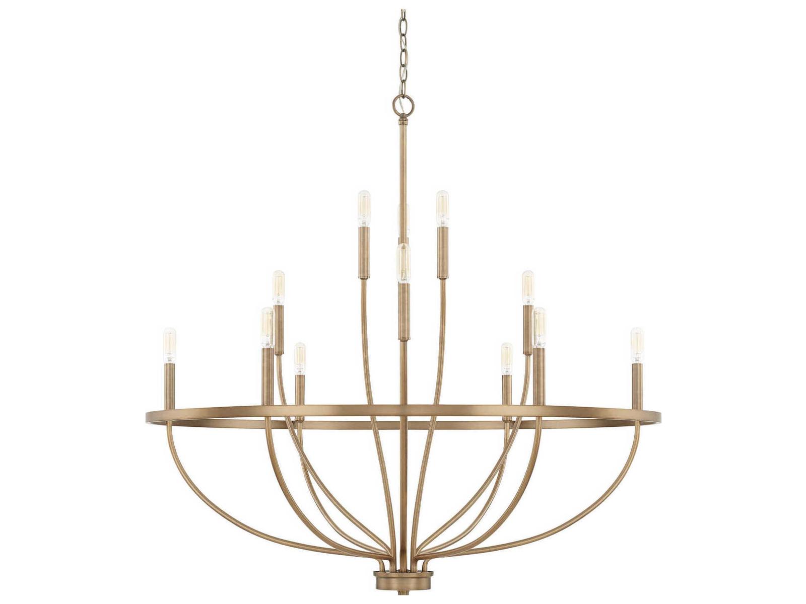 Capital Lighting Greyson 12-Light Aged Brass Candelabra Chandelier
