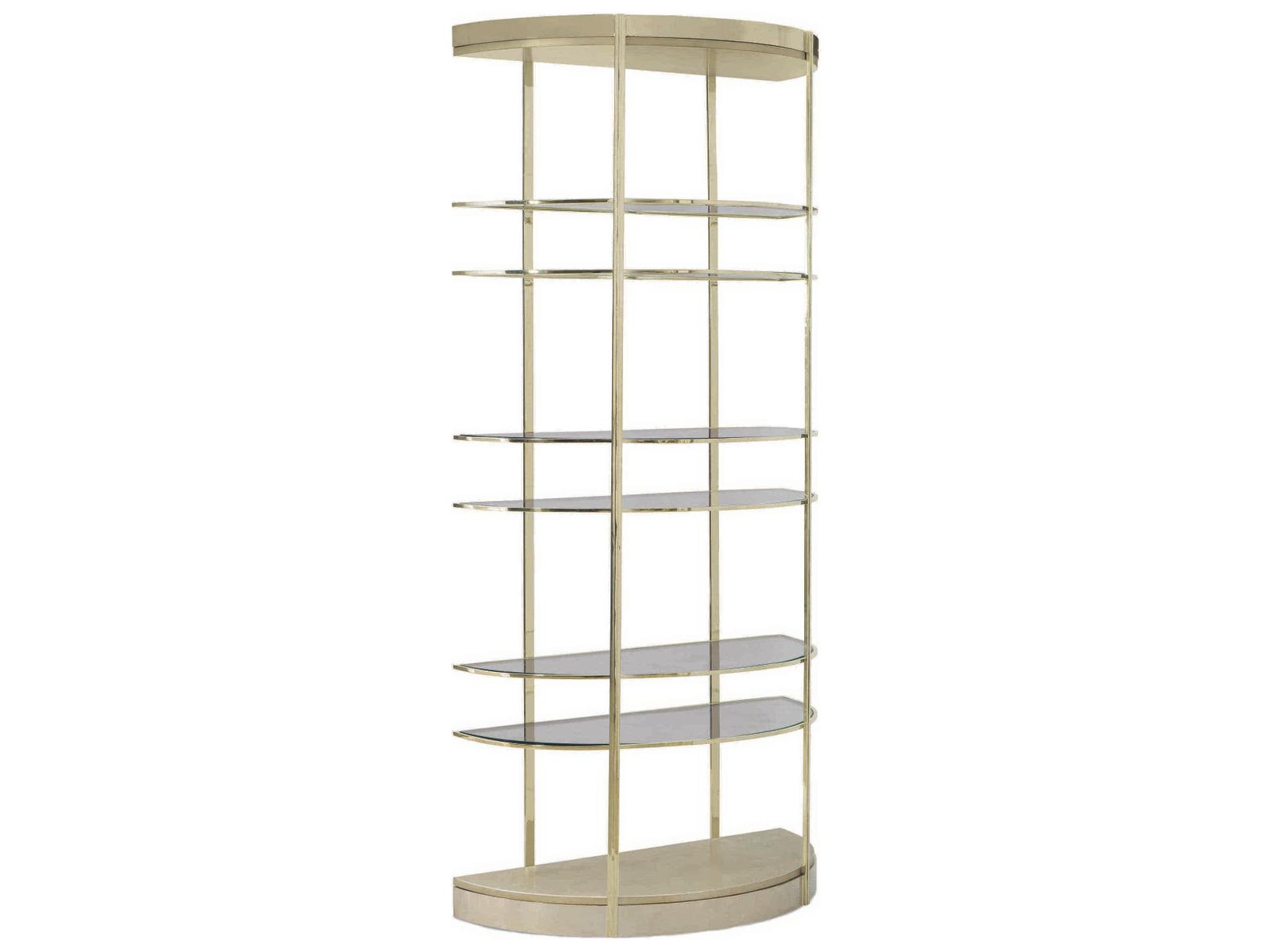 Caracole Classic Up Up and Away Auric Silver Leaf / Whisper of Gold Half Moon Etagere