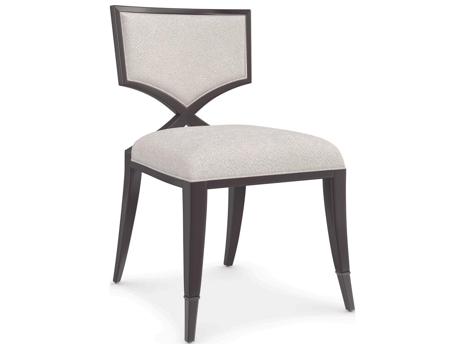 Caracole Classic First Chair Birch Wood Beige Upholstered Side Dining Chair