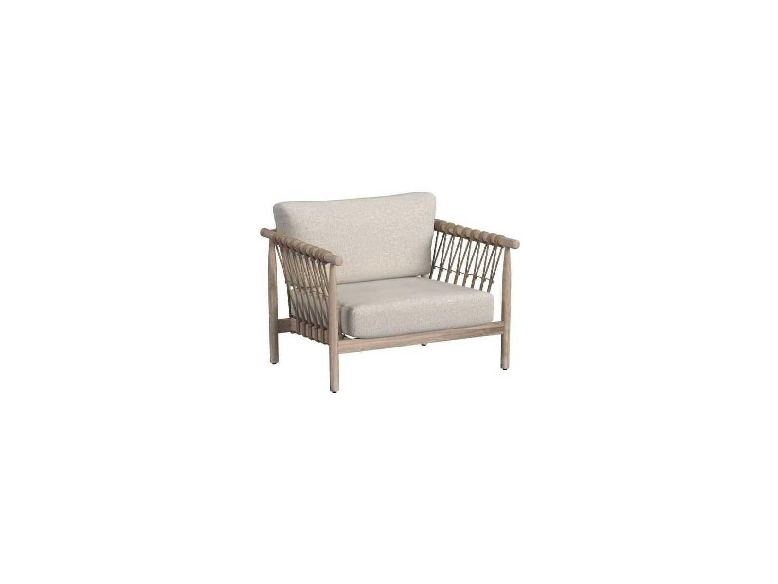 Classic Home Outdoor Leo Taupe Wood Cushion Lounge Chair