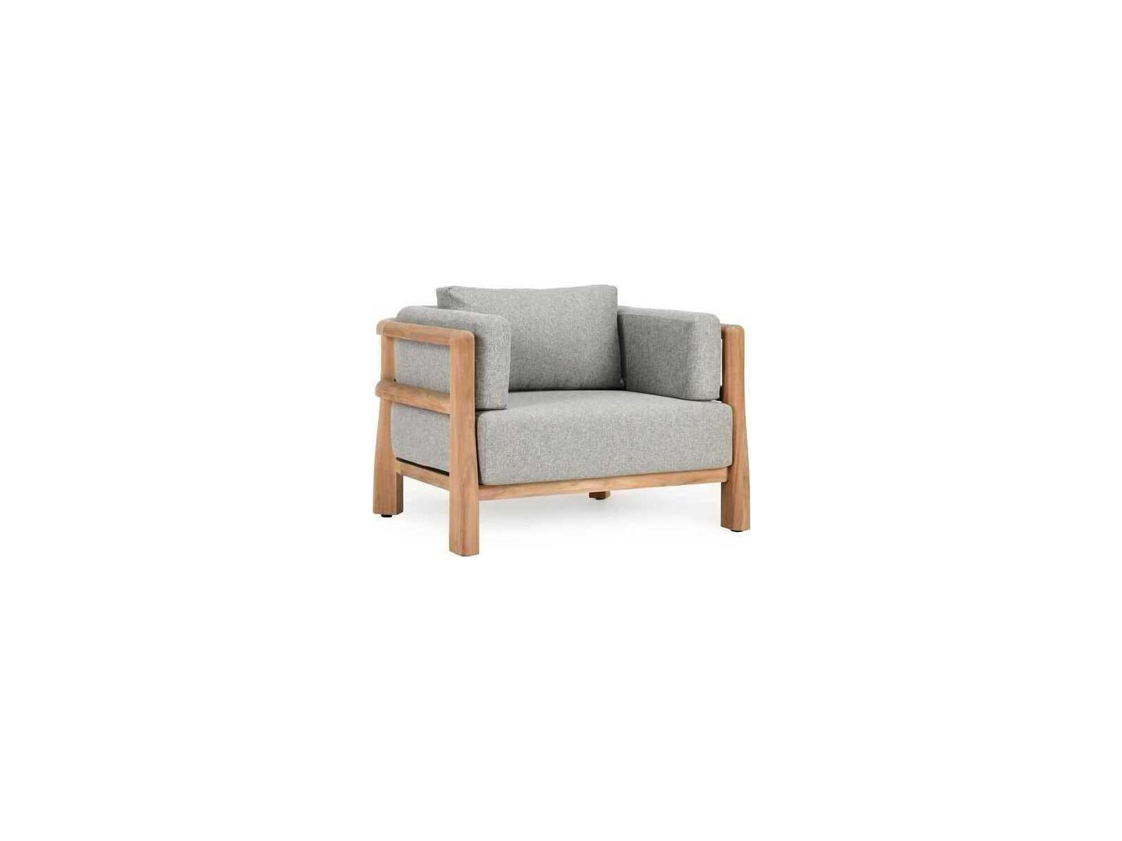 Classic Home Outdoor Aston Natural, Gray Wood Cushion Lounge Chair