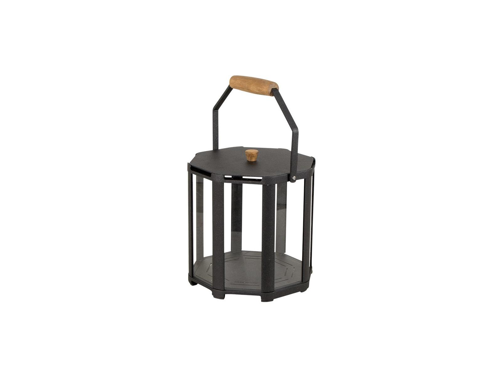 Cane Line Outdoor Lightlux Lava Grey Aluminum Extra Small Lantern with Teak Handle