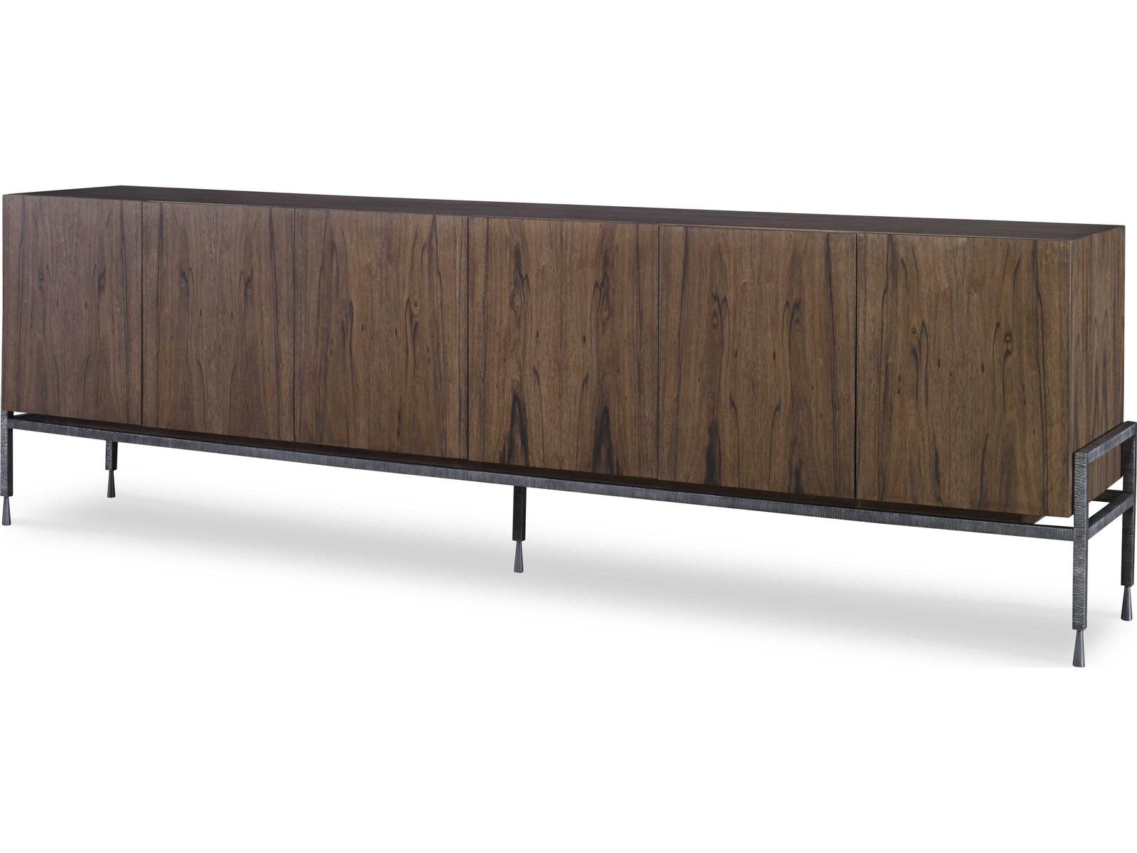 Century Furniture Grand Tour 110" Oak Wood Paldao Textured Pewter Media Console