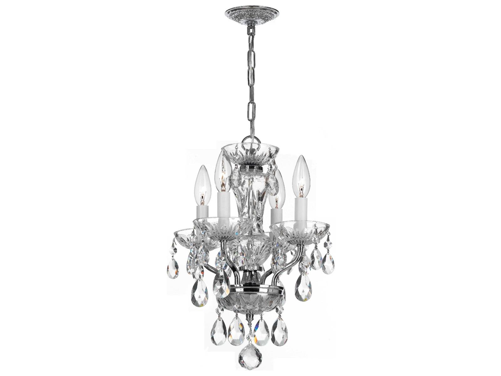 Crystorama Traditional Crystal 4-Light Chrome Candelabra Chandelier