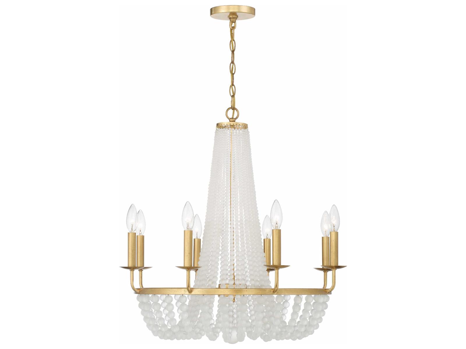 Crystorama Bella 8-Light Antique Gold Glass Candelabra Chandelier