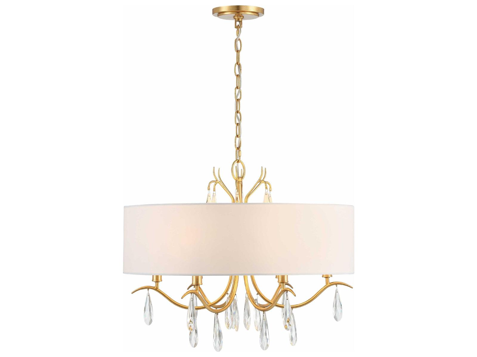 Crystorama Rollins 6-Light Antique Gold Crystal Candelabra Drum Chandelier