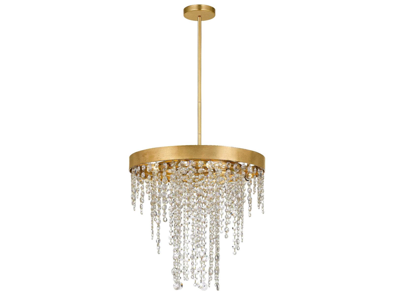 Crystorama Winham 5-Light Antique Gold Crystal Round Chandelier