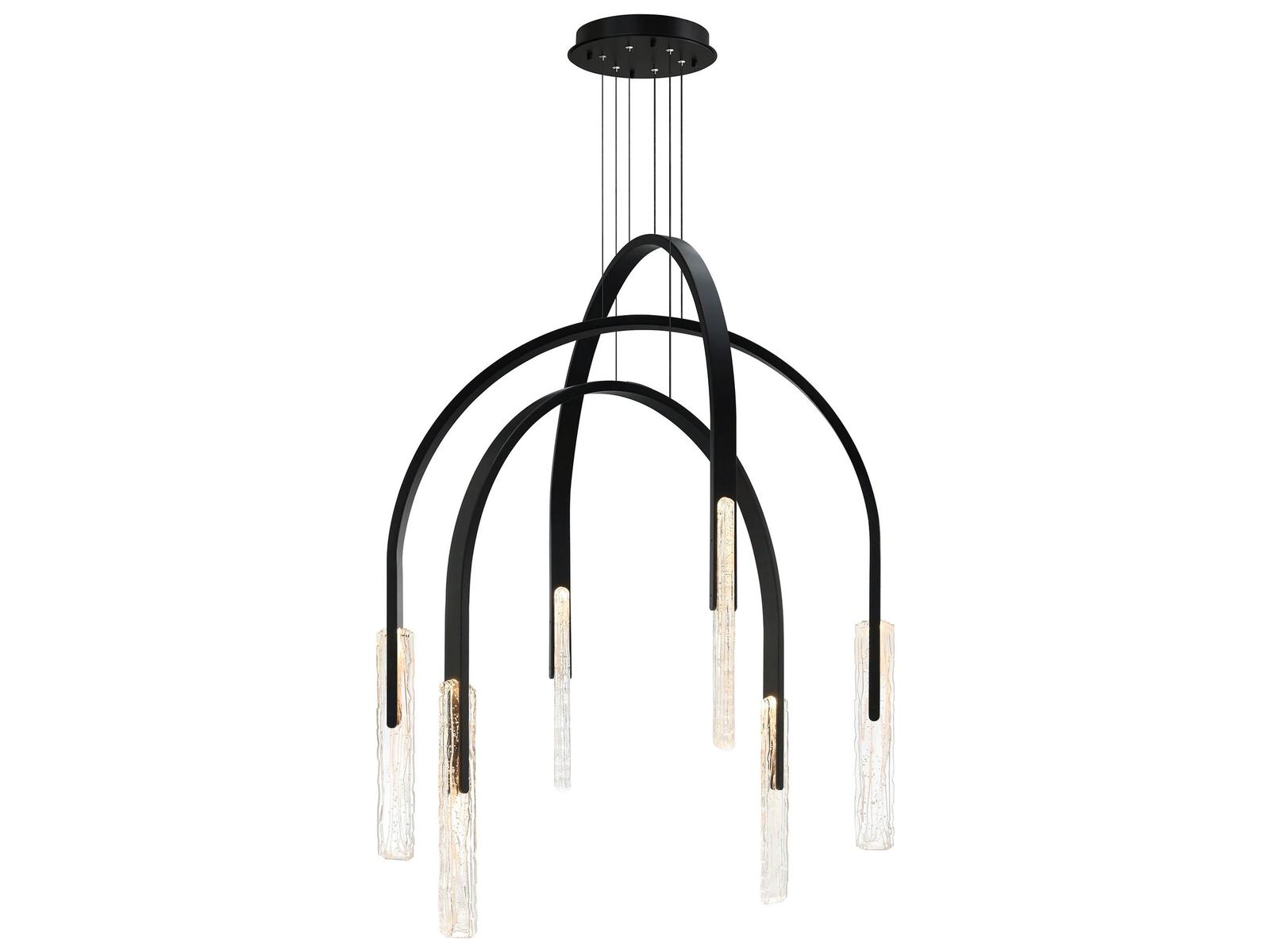 CWI Lighting Curva Black LED Tiered Chandelier