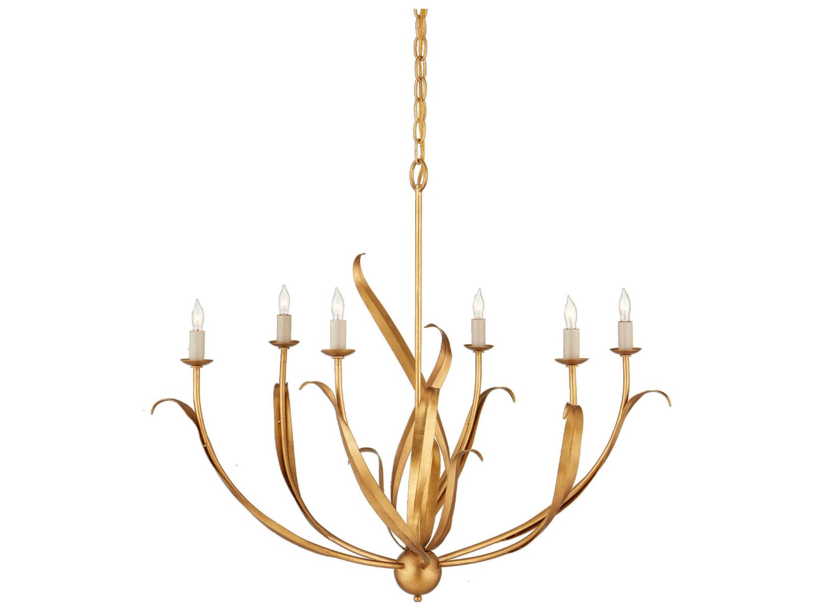 Currey & Company Menefee 6-Light Antique Gold Leaf Chandelier