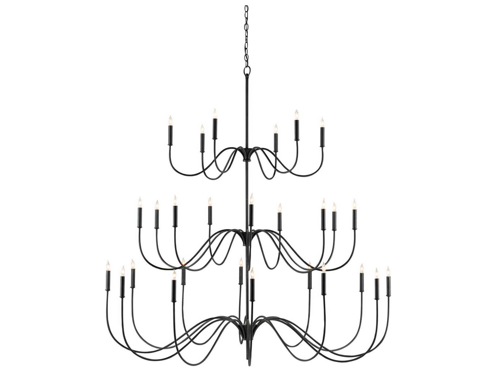 Currey & Company Tirrell 27-Light Antique Black Candelabra Chandelier