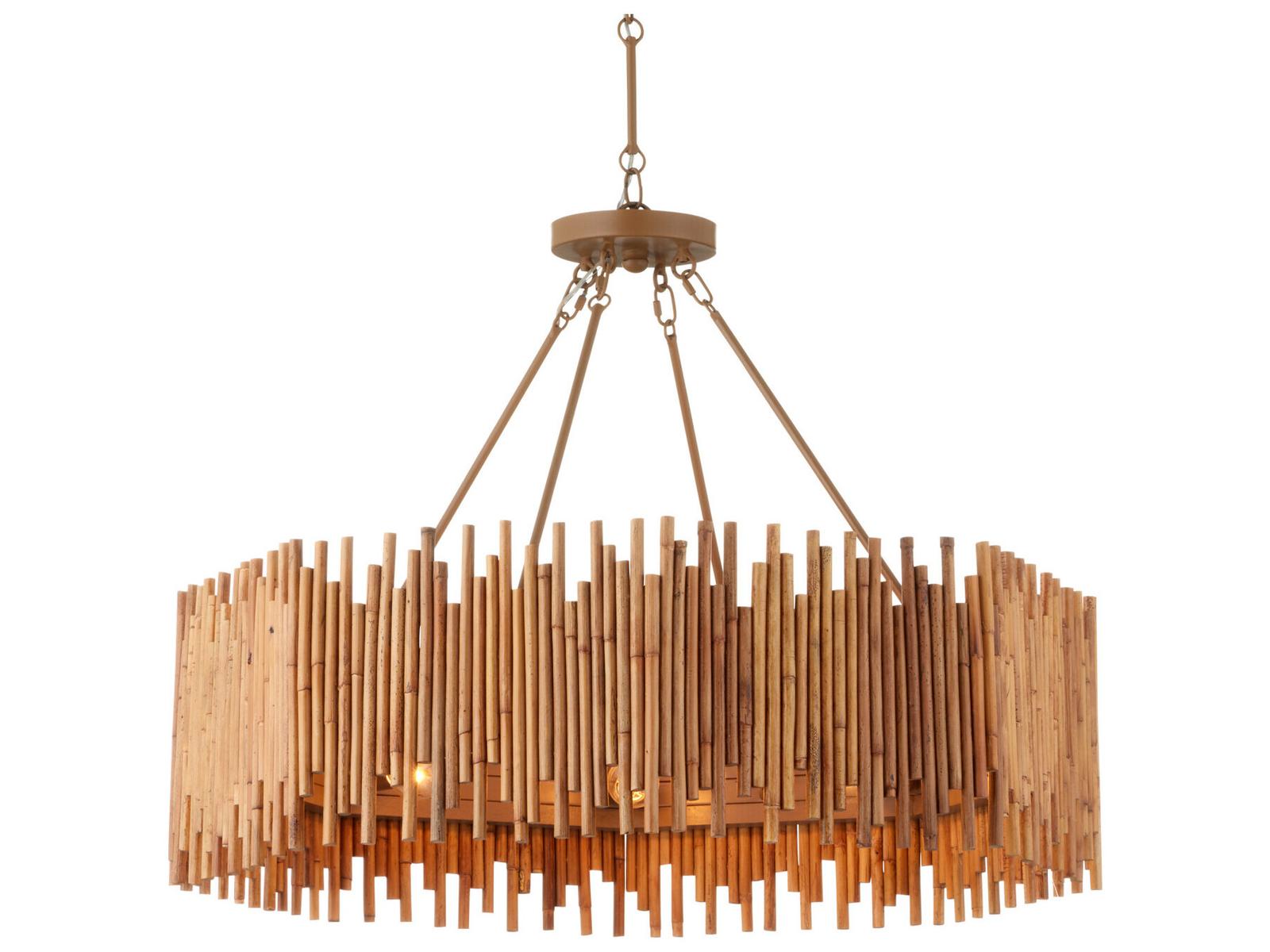 Currey & Company Teahouse 8-Light Natural Khaki Brown Chandelier