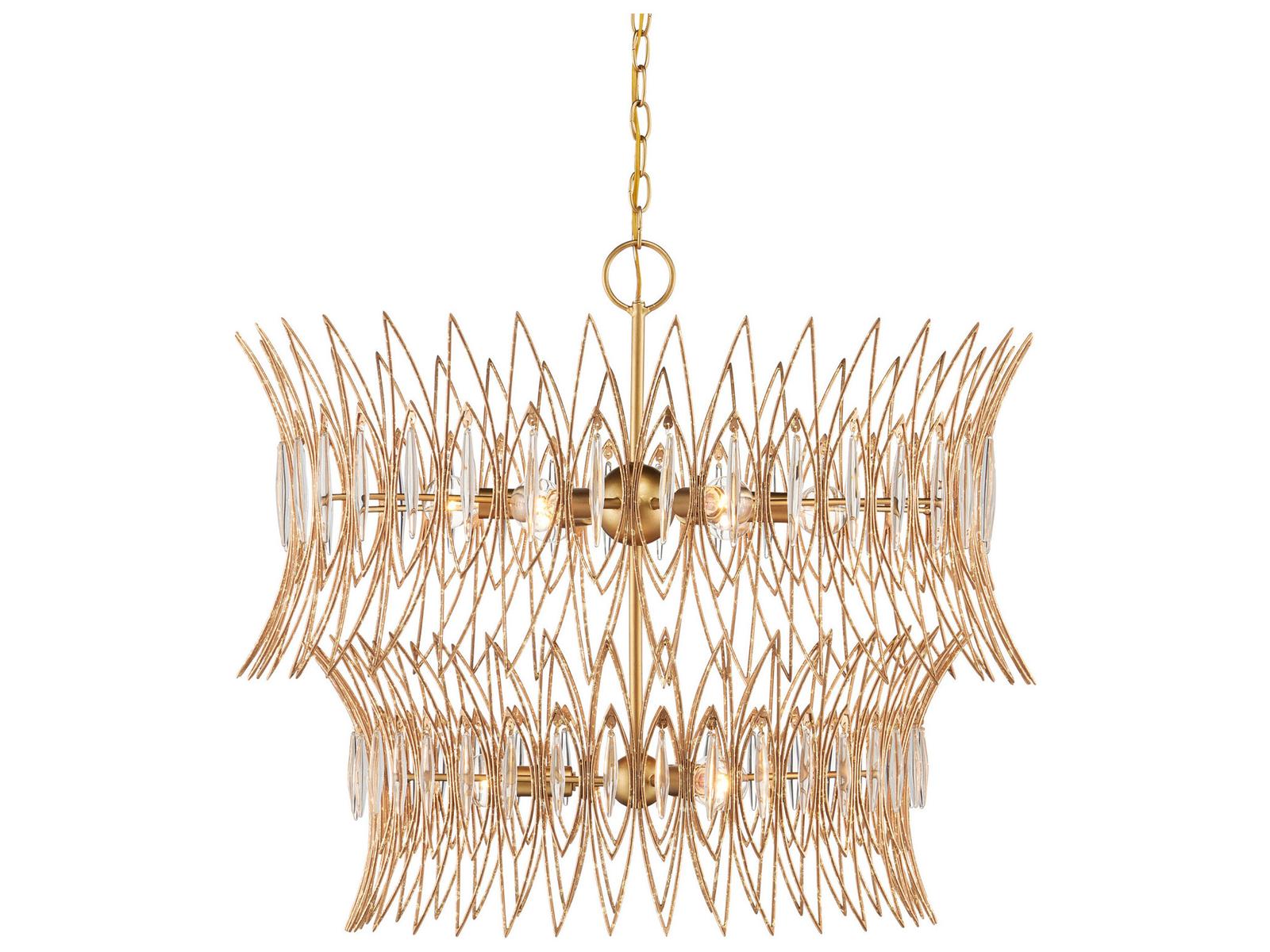Currey & Company Marquise 9-Light Clear Luxor Gold Chandelier