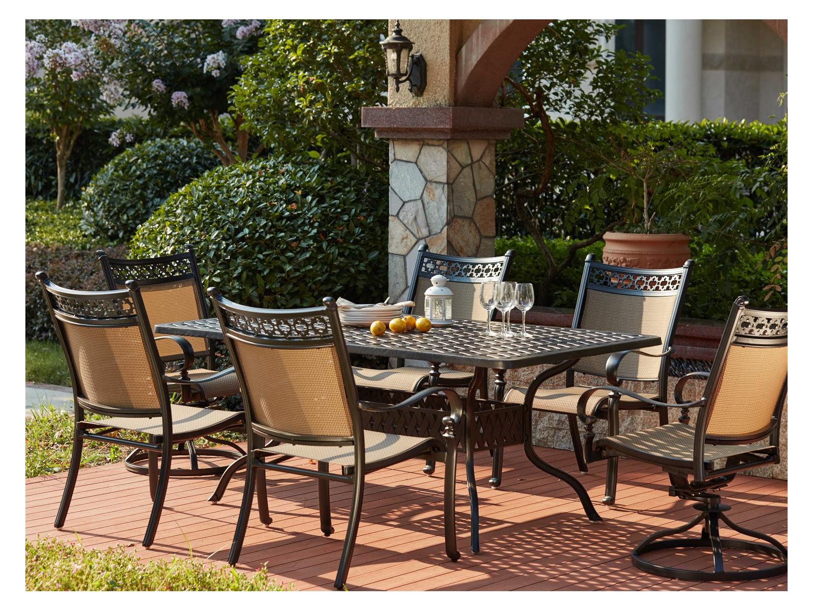 Darlee Outdoor Living Mountain View Cast Aluminum 7- Piece Dining Set 72 x 42 Rectangular in Antique Bronze