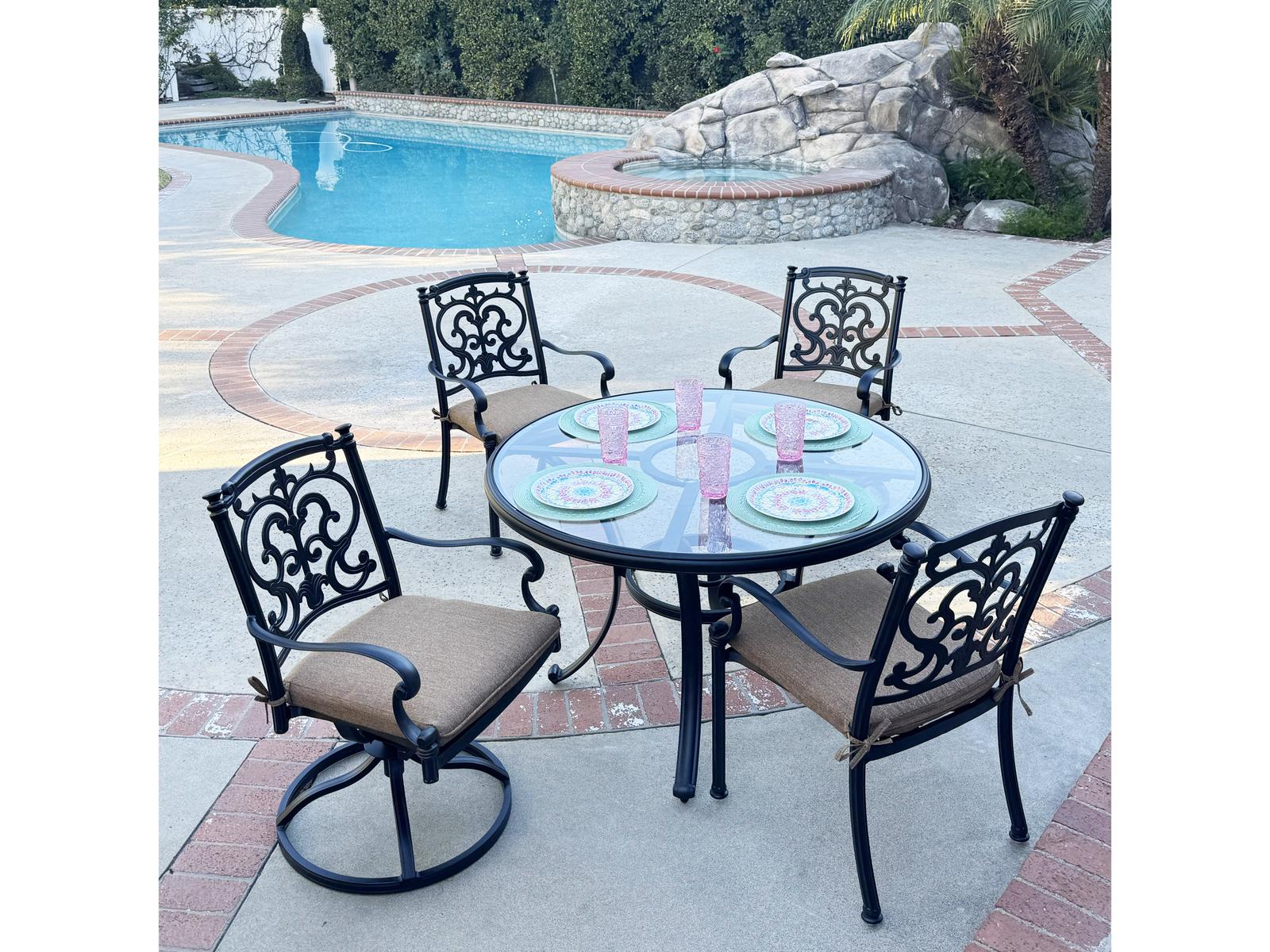 Darlee Outdoor Living Santa Barbara Antique Bronze Cast Aluminum Dining Set