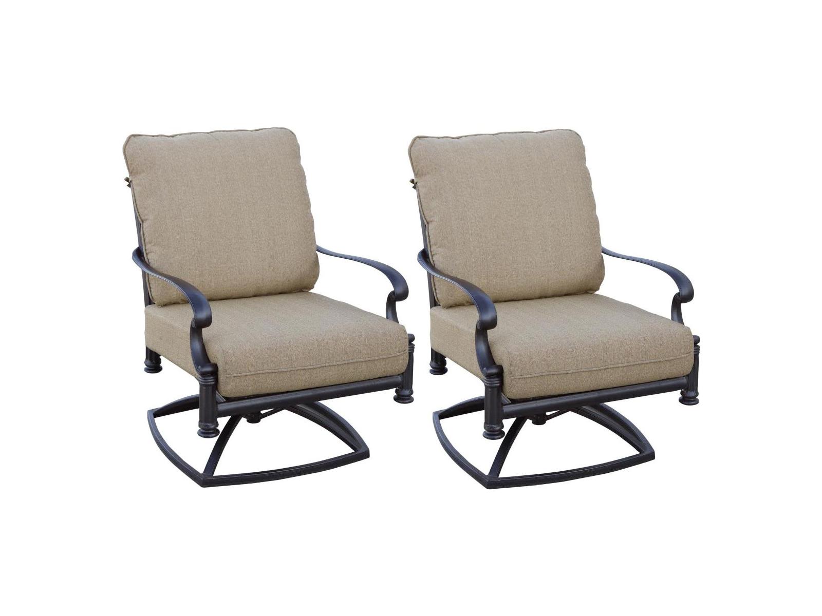 Darlee Outdoor Living Santa Barbara Cast Aluminum Swivel Rocker Club Chair with Cushions Set of 2