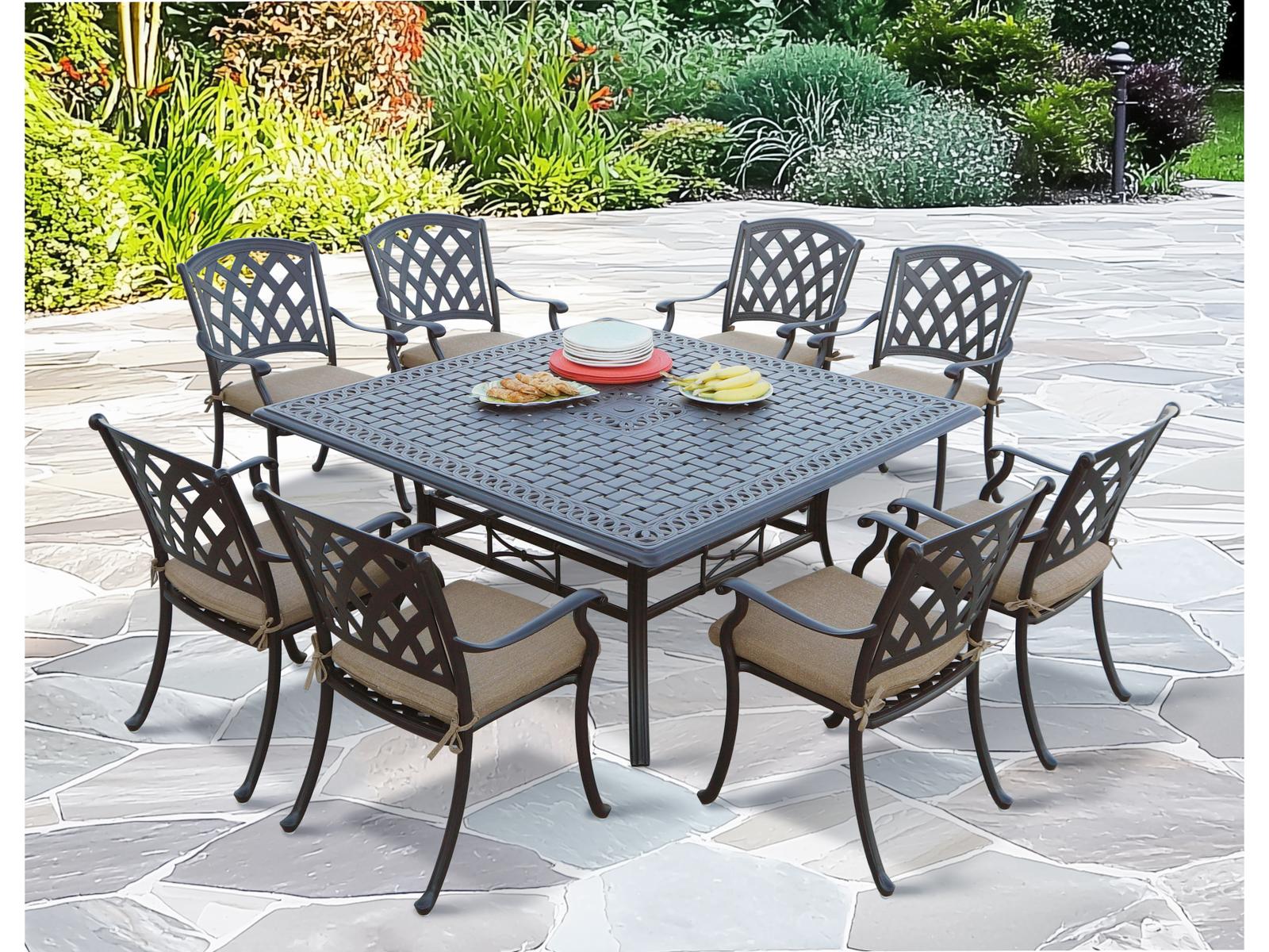 Darlee Outdoor Living Ocean View Cast Aluminum 9-Piece Patio Dining Set with Swivel Rockers (not pictured)