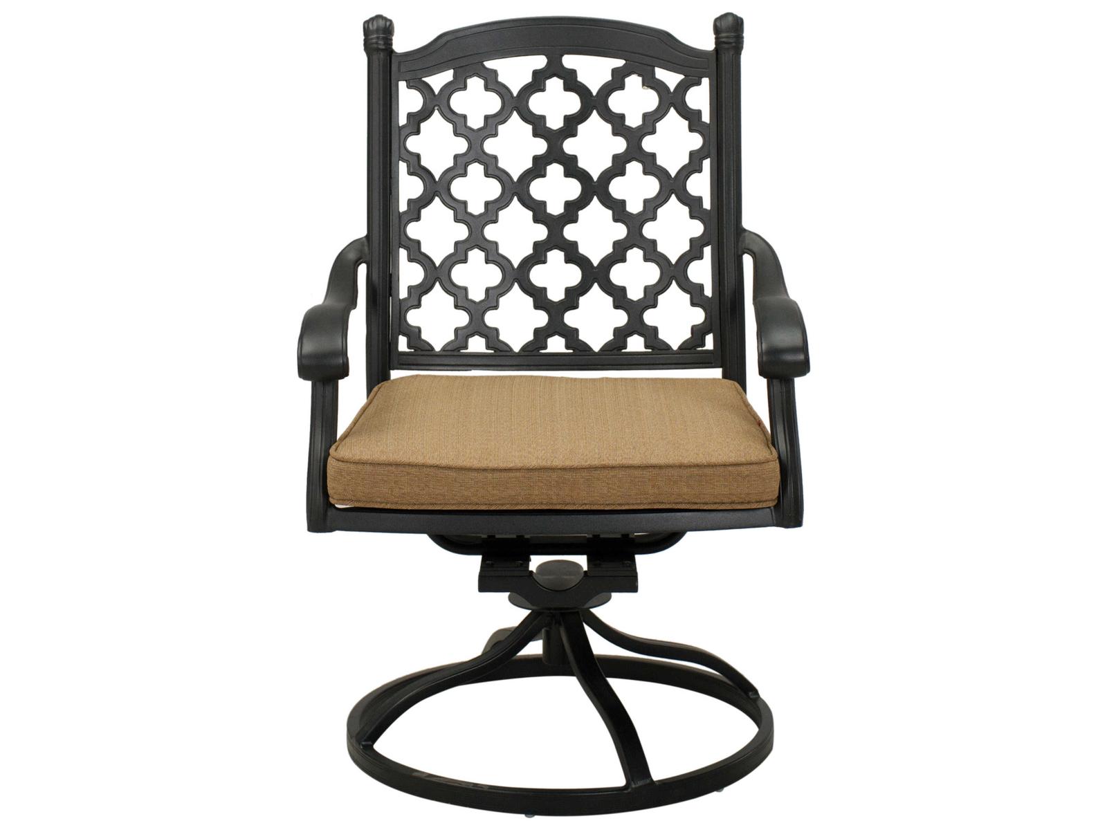 Darlee Outdoor Living Madison Cast Aluminum Antique Bronze Swivel Rocker Dining Arm Chair Set of 4