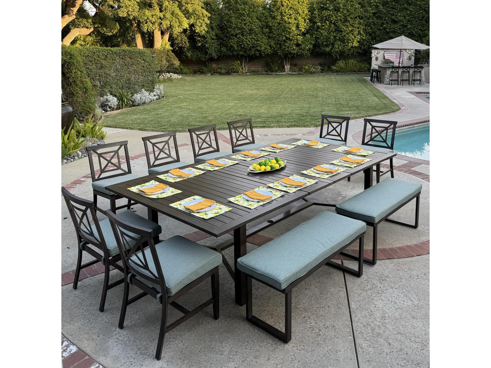 Darlee Outdoor Living Atlantis Walnut Aluminum Dining Set