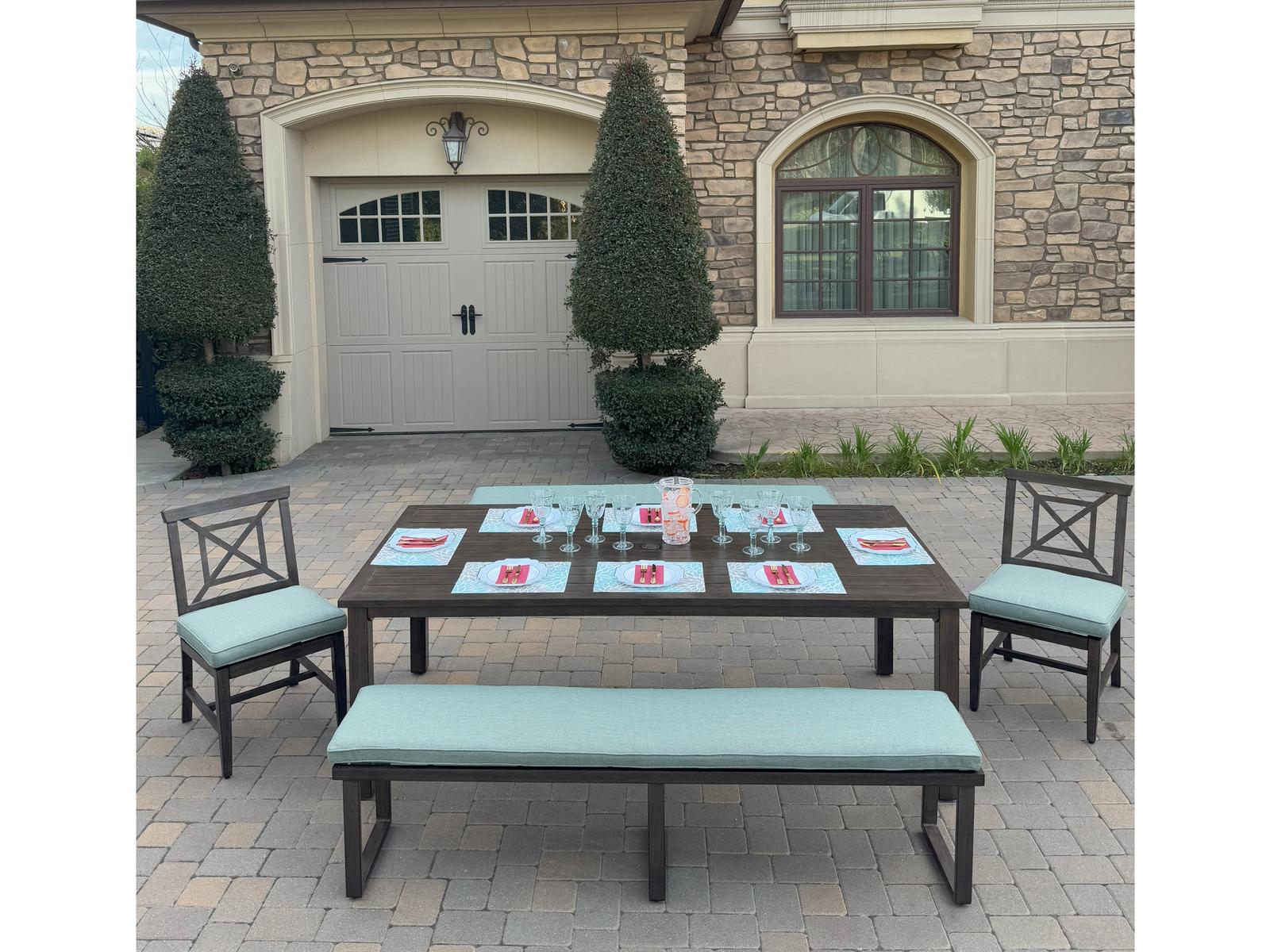 Darlee Outdoor Living Atlantis Aluminum 5-Piece Patio Dining Set with 41.7" x 88 feet' Rectangular Table