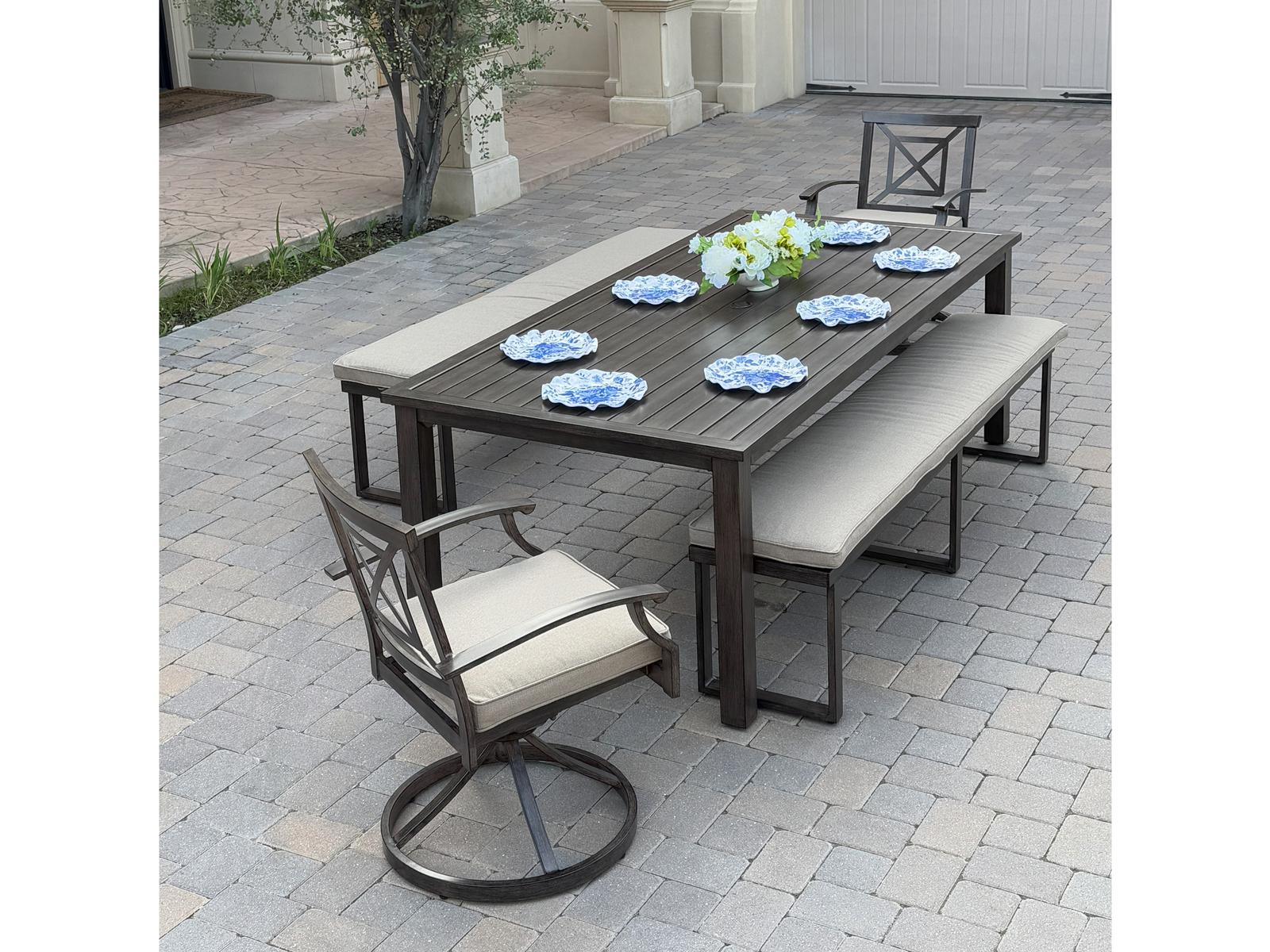 Darlee Outdoor Living Atlantis Aluminum 5-Piece Patio Dining Set with 41.7" x 88 feet' Rectangular Table
