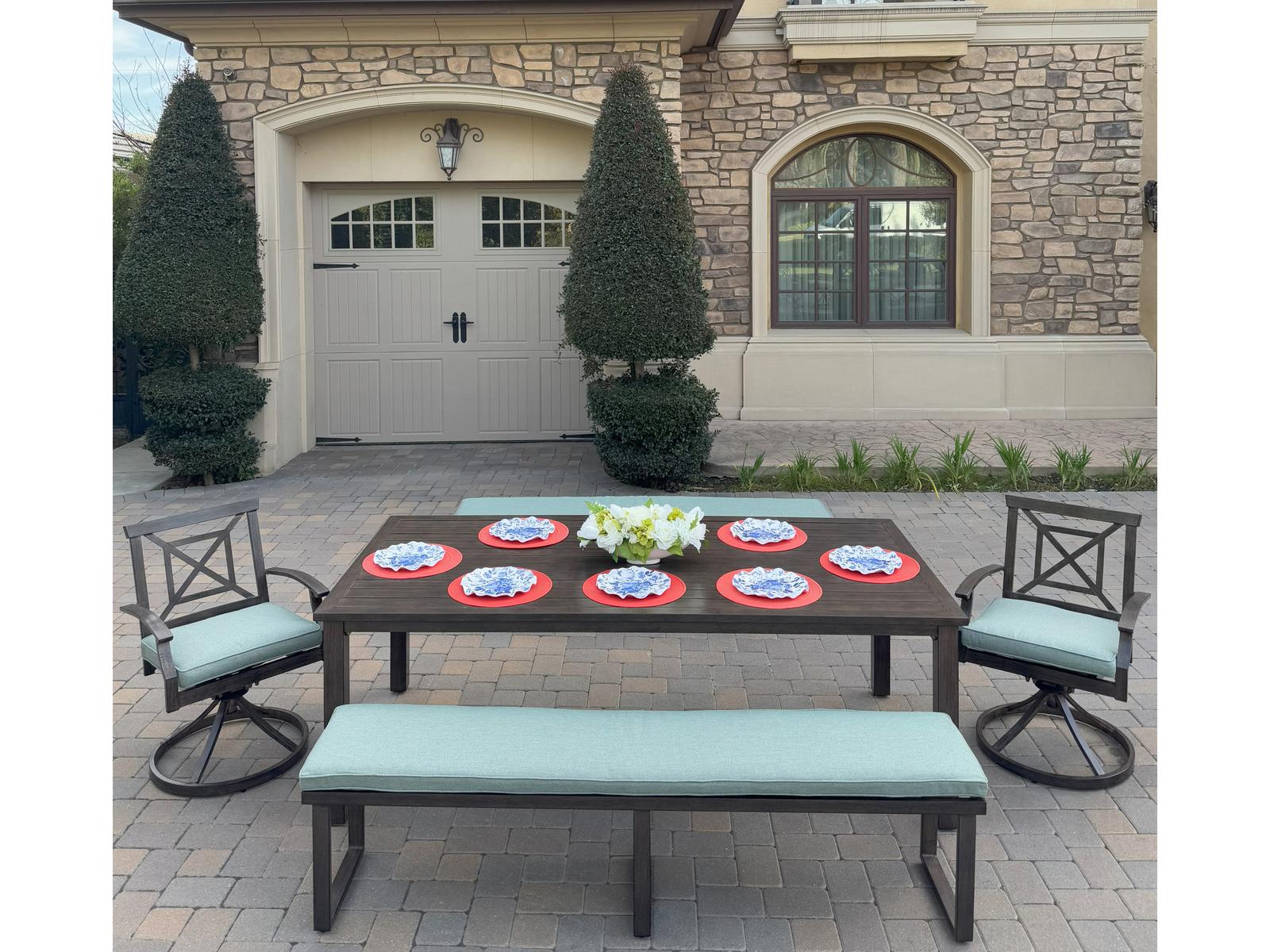 Darlee Outdoor Living Atlantis Aluminum 5-Piece Patio Dining Set with 41.7" x 88 feet' Rectangular Table