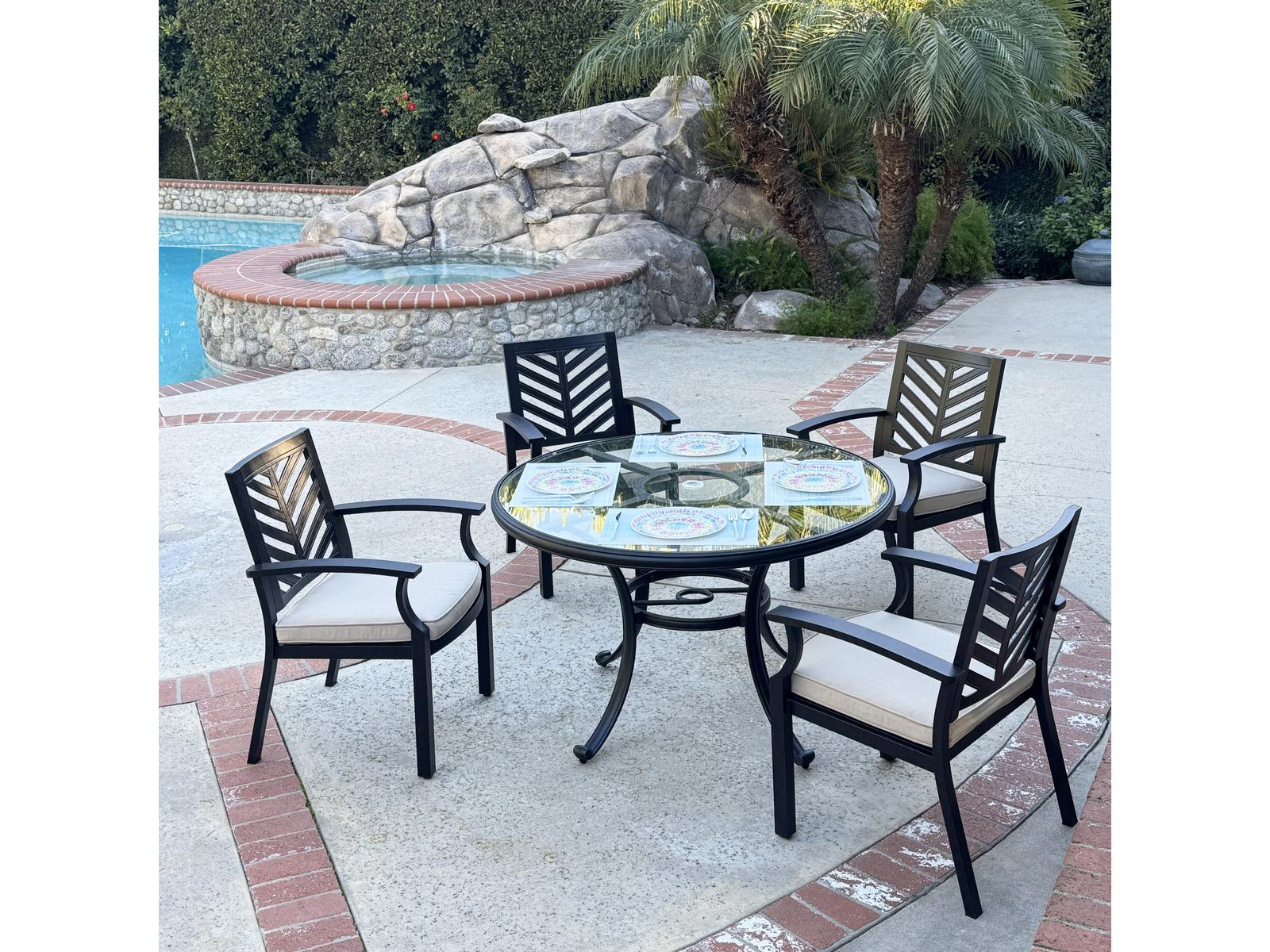 Darlee Outdoor Living Palm Springs Antique Bronze Aluminum Dining Set