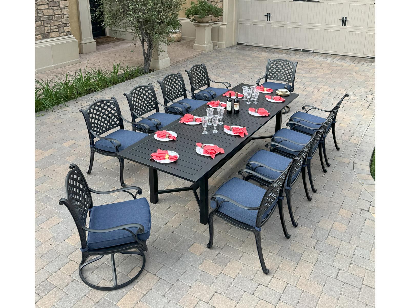 Darlee Outdoor Living Nassau Cast Aluminum 11-Piece Patio Dining Set