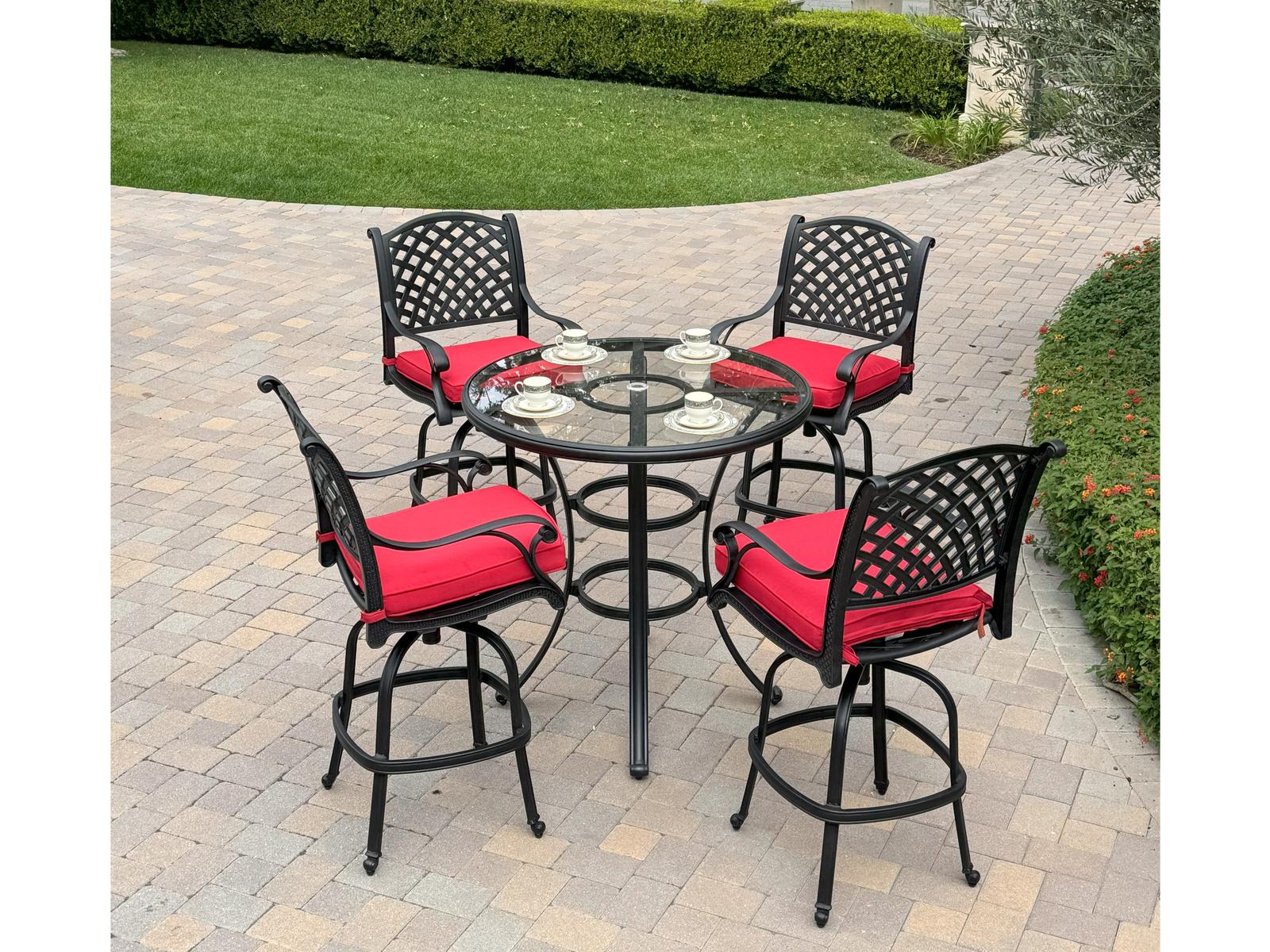 Darlee Outdoor Living Nassau Cast Aluminum 5-Piece Patio Bar Set