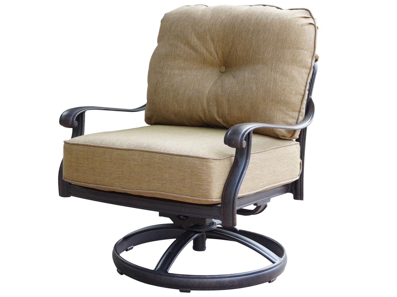 Darlee Outdoor Living Elisabeth Cast Aluminum Antique Bronze Swivel Lounge Chair Set of 4