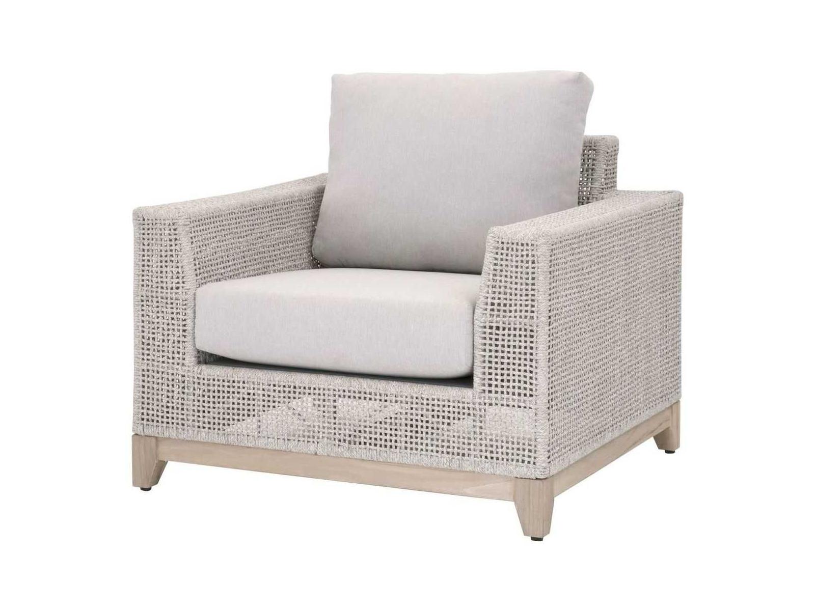 Essentials for Living Outdoor Woven Rope Taupe & White Flat / Pumice Cushion Lounge Chair