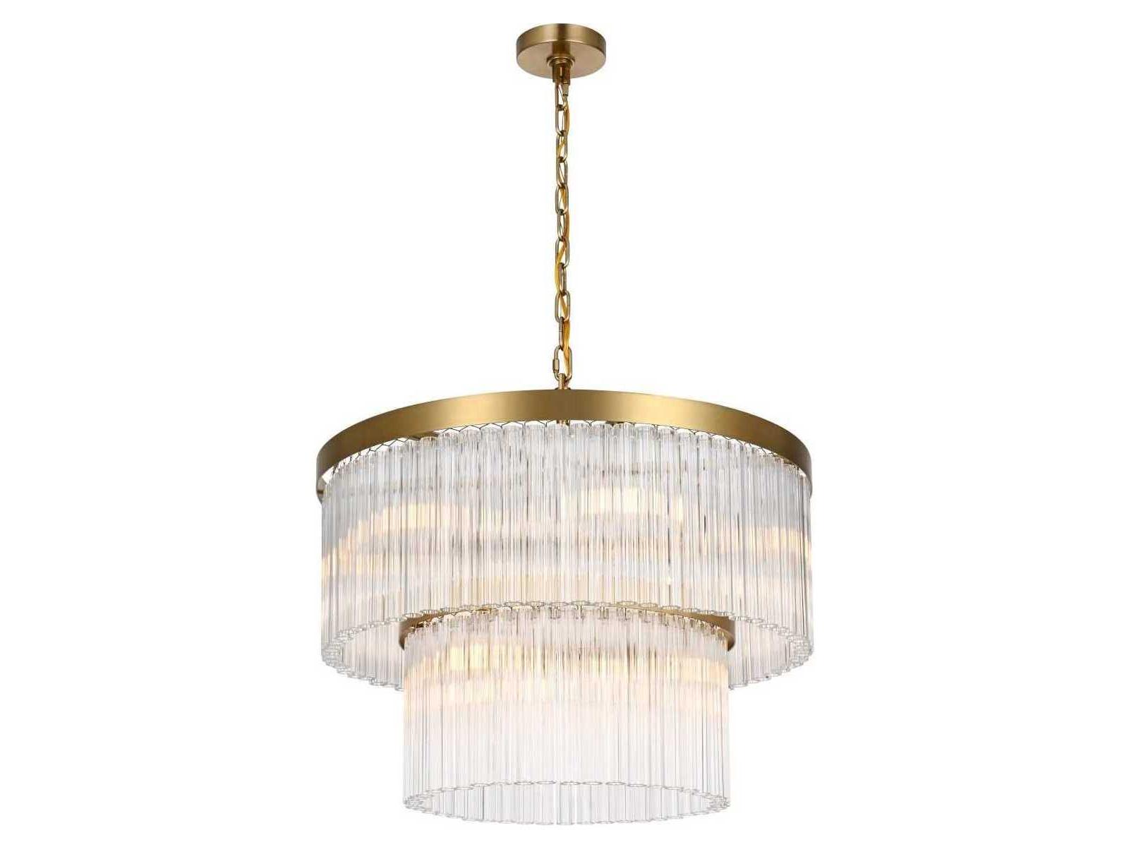 Elegant Lighting Harlow 9-Light Satin Gold Tiered Chandelier