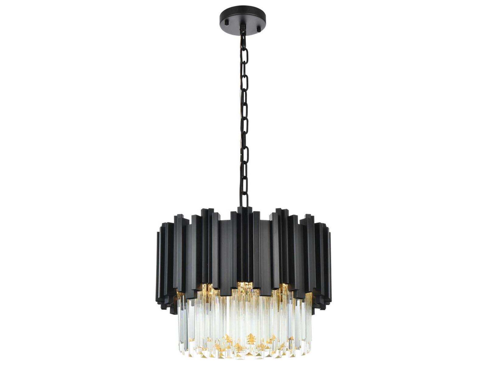 Elegant Lighting Willow 4-Light Black Drum Chandelier