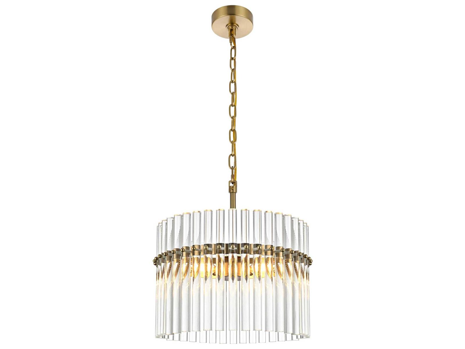 Elegant Lighting Paulina 3-Light Satin Gold Drum Chandelier