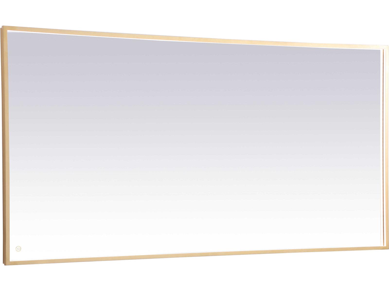 Elegant Lighting Pier Brass Rectangular LED Wall Mirror