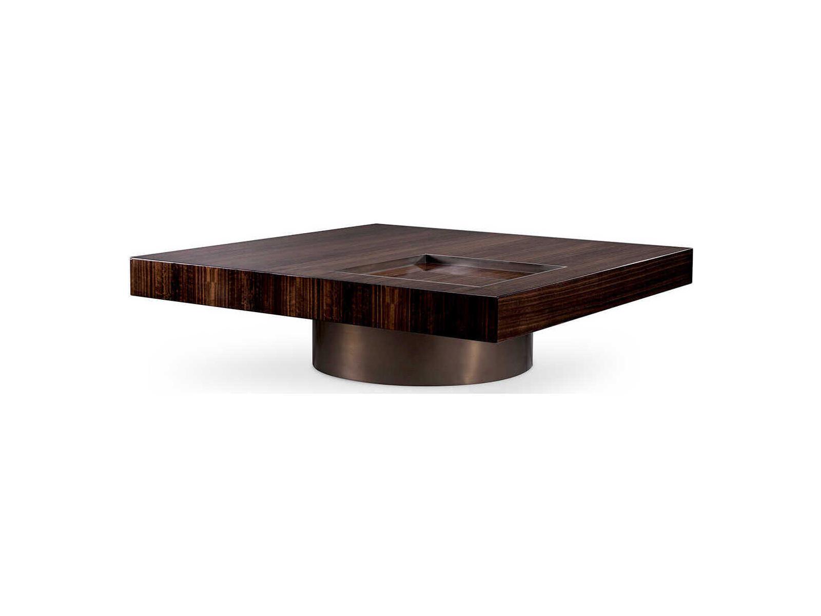 Eichholtz Otus Square Eucalyptus Veneer Bronze Coffee Table