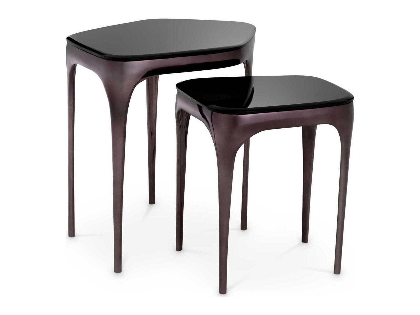 Eichholtz Deacon Black Nickel Set of 2 Side Table